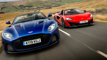 Aston Martin DBS leading McLaren 600LT